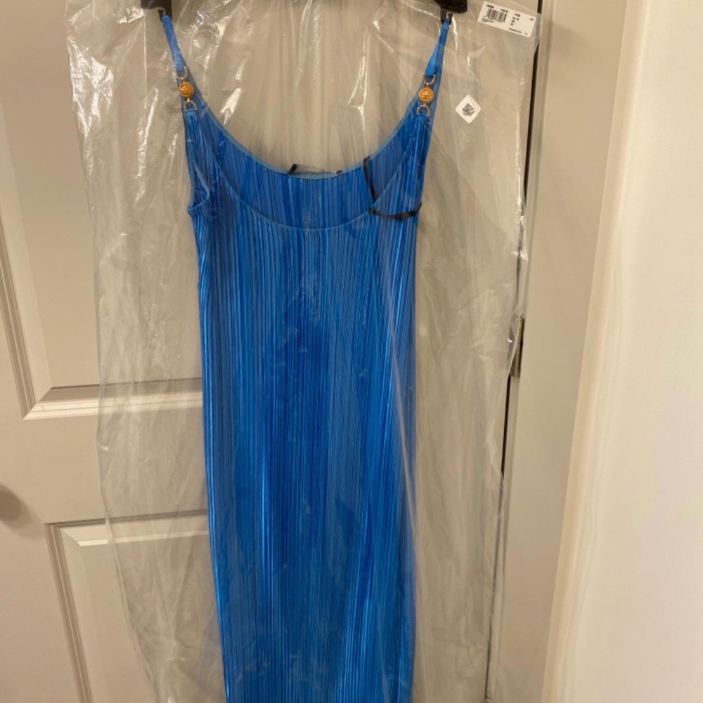 Versace starfish strap plissé long dress - Blue